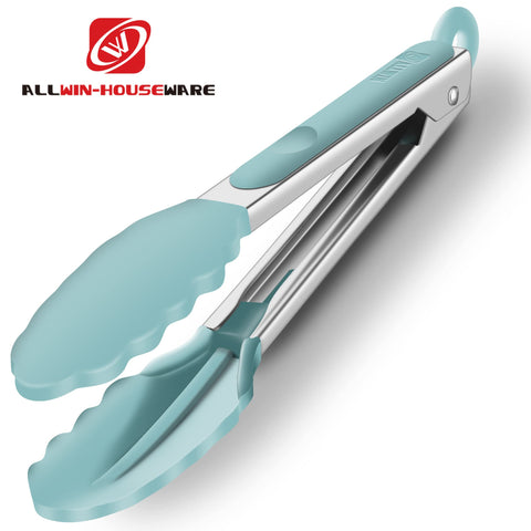 ALLWIN-HOUSEWARE W tongs stainless-steel body with locking clip for secure storage.
