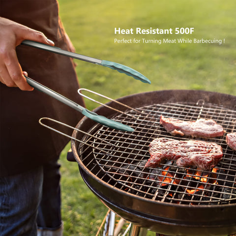 ALLWIN-HOUSEWARE W tongs aqua-sky two-piece set for grilling and cooking.