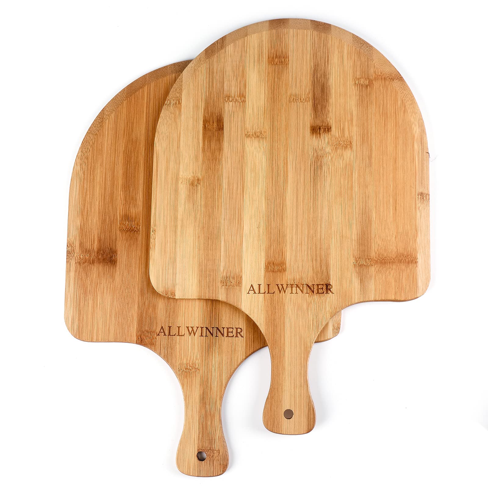 ALLWINNER Pizza Peel 12 Inch close-up shows durable bamboo for long-lasting pizza prep