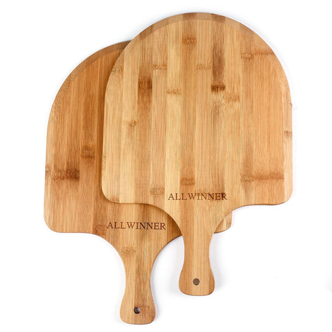 ALLWINNER Pizza Peel 12 Inch close-up shows durable bamboo for long-lasting pizza prep