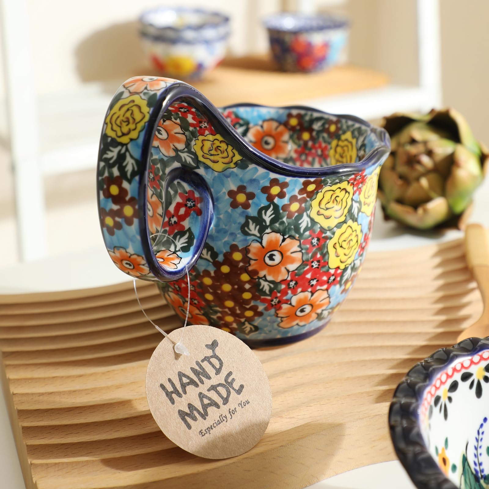 ALMA handpainted floral design adds color to table and gifts