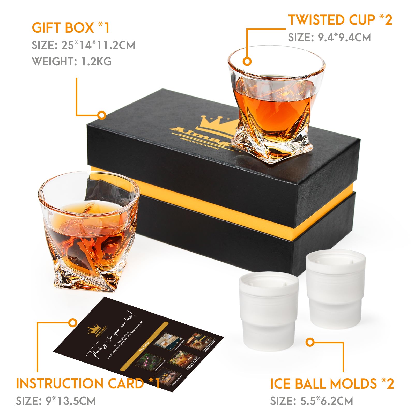 Almagic 11oz old-fashioned glasses with comfortable grip and balanced weight