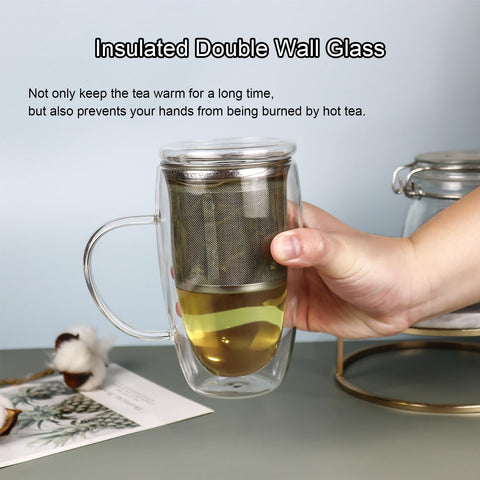 Almagic insulated glass cup preserves warmth while remaining comfortable to hold