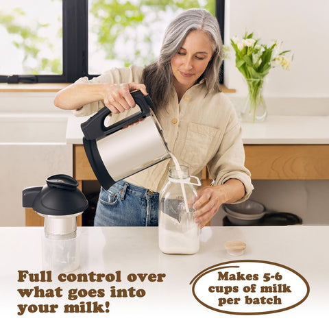 Almond Cow 13-inch cleaning brush cleans every pitcher corner.