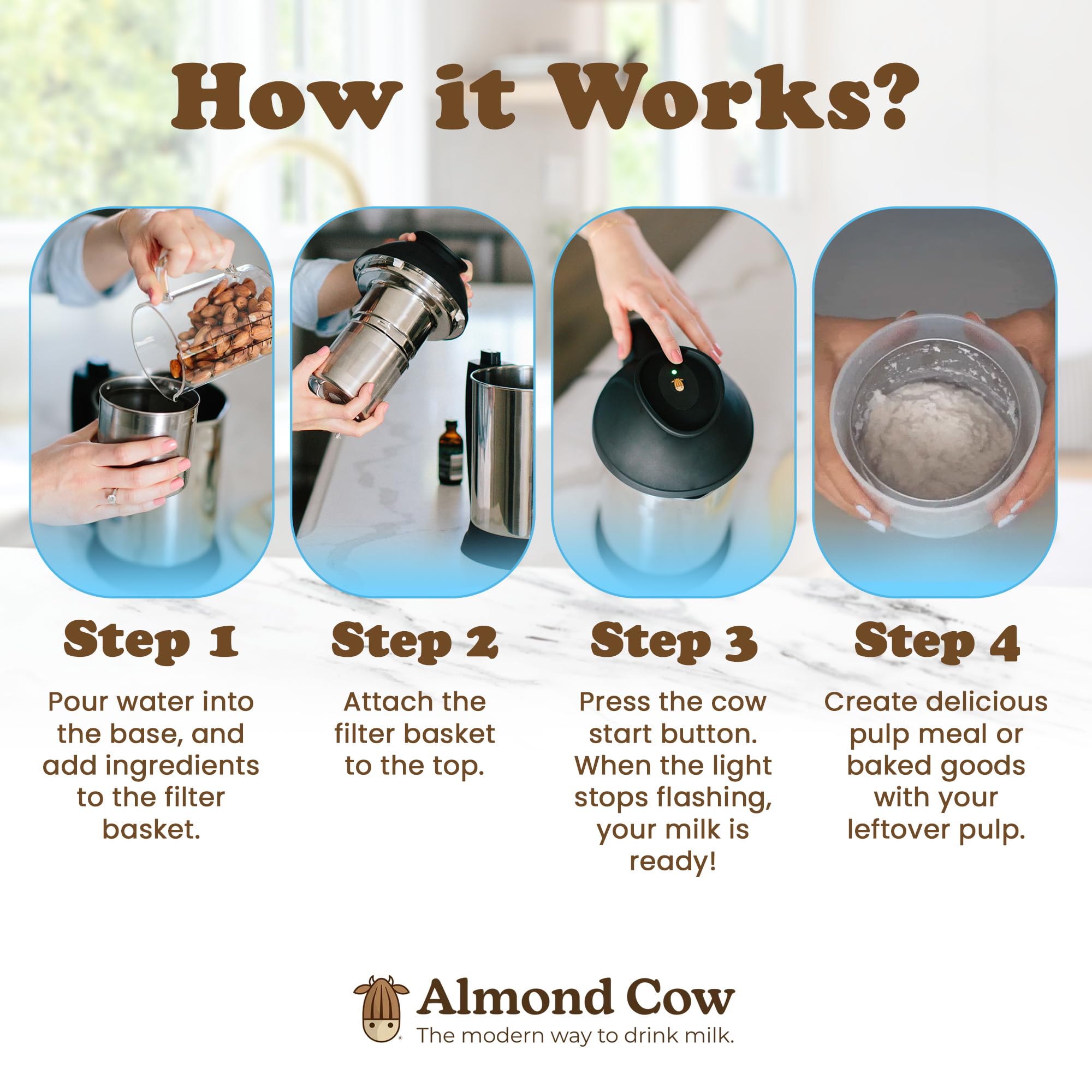 Almond Cow bundle display shows all components together.