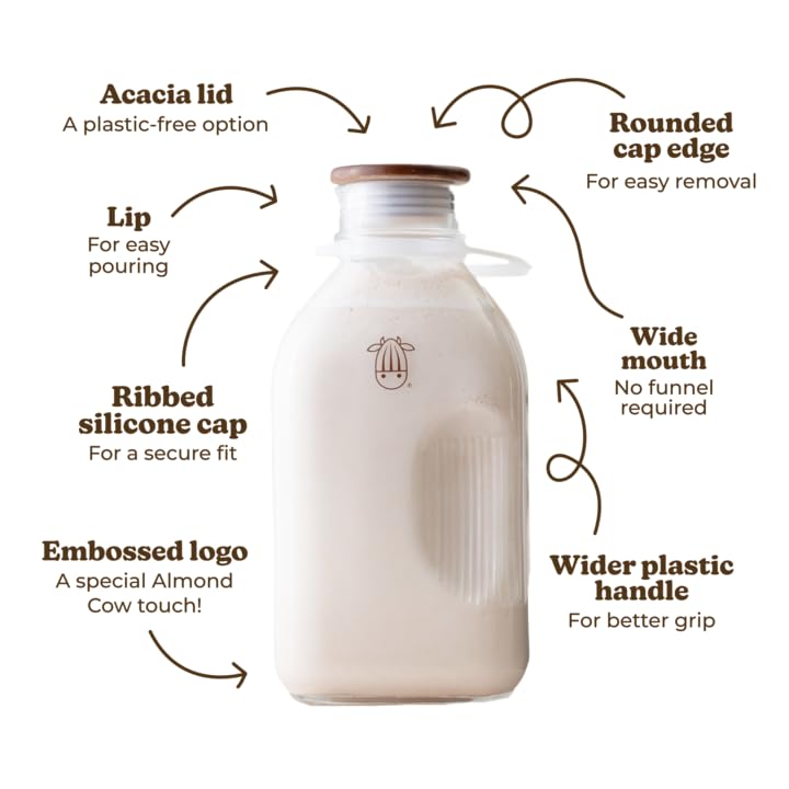 Almond Cow easy-clean glass bottle simplifies refilling.