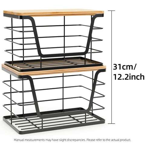 ALOCEO stackable kitchen organizer with bamboo cover adds tidy counter space.