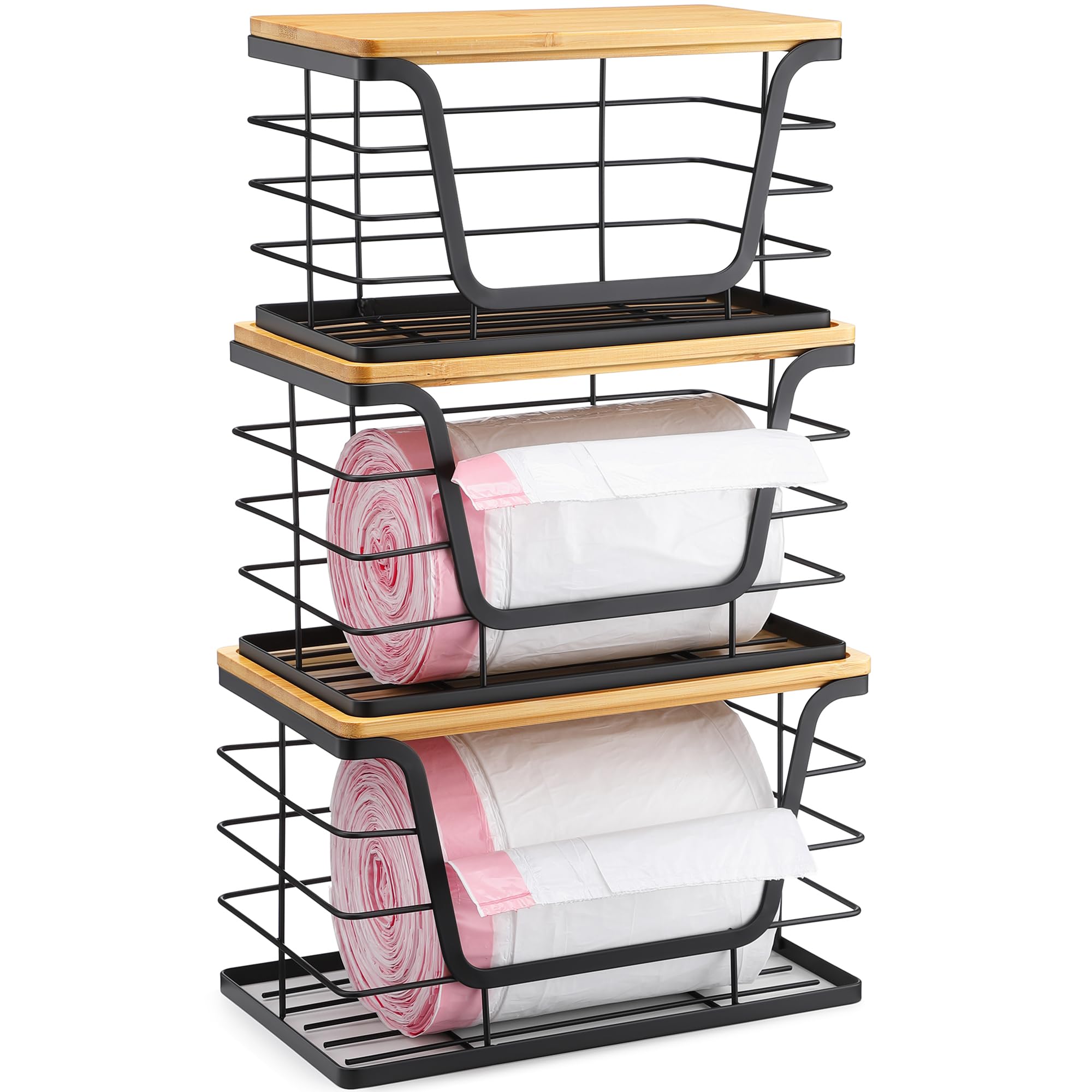 ALOCEO three-pack stackable storage bins with lids for organized kitchen storage