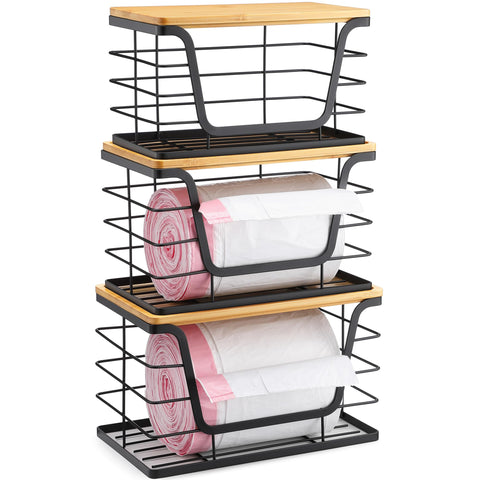 ALOCEO three-pack stackable storage bins with lids for organized kitchen storage