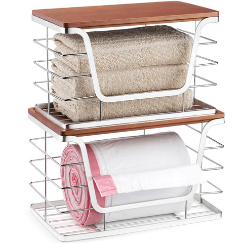 ALOCEO trash bag dispenser beside kitchen sink keeps bags organized
