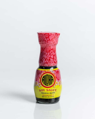 ALOHA Shoyu Dispenser on table for easy dipping access.