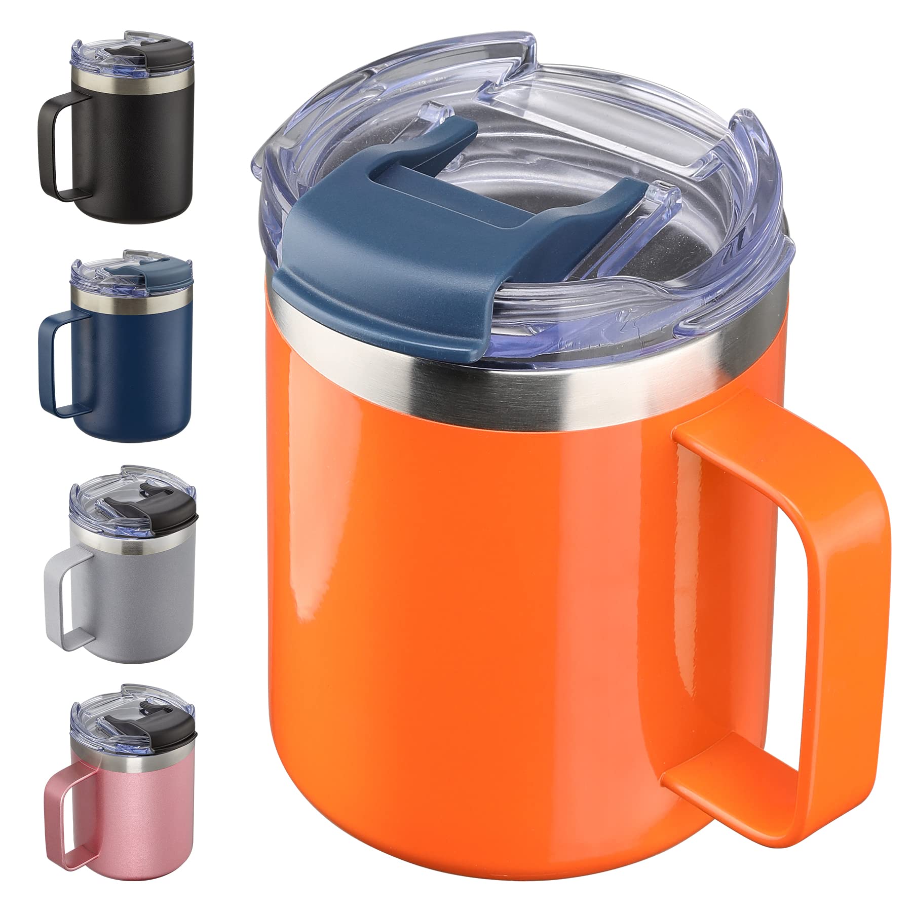 ALOUFEA 12oz insulated mug with handle for comfortable grip and temperature retention.