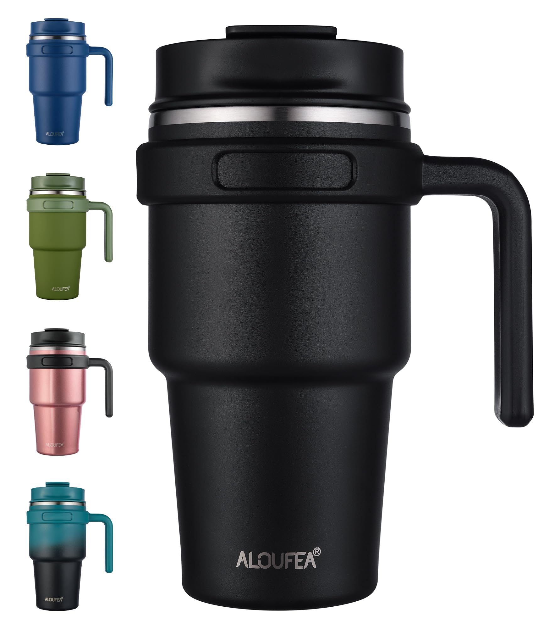 ALOUFEA 20oz insulated mug with handle keeps drinks warm on the go