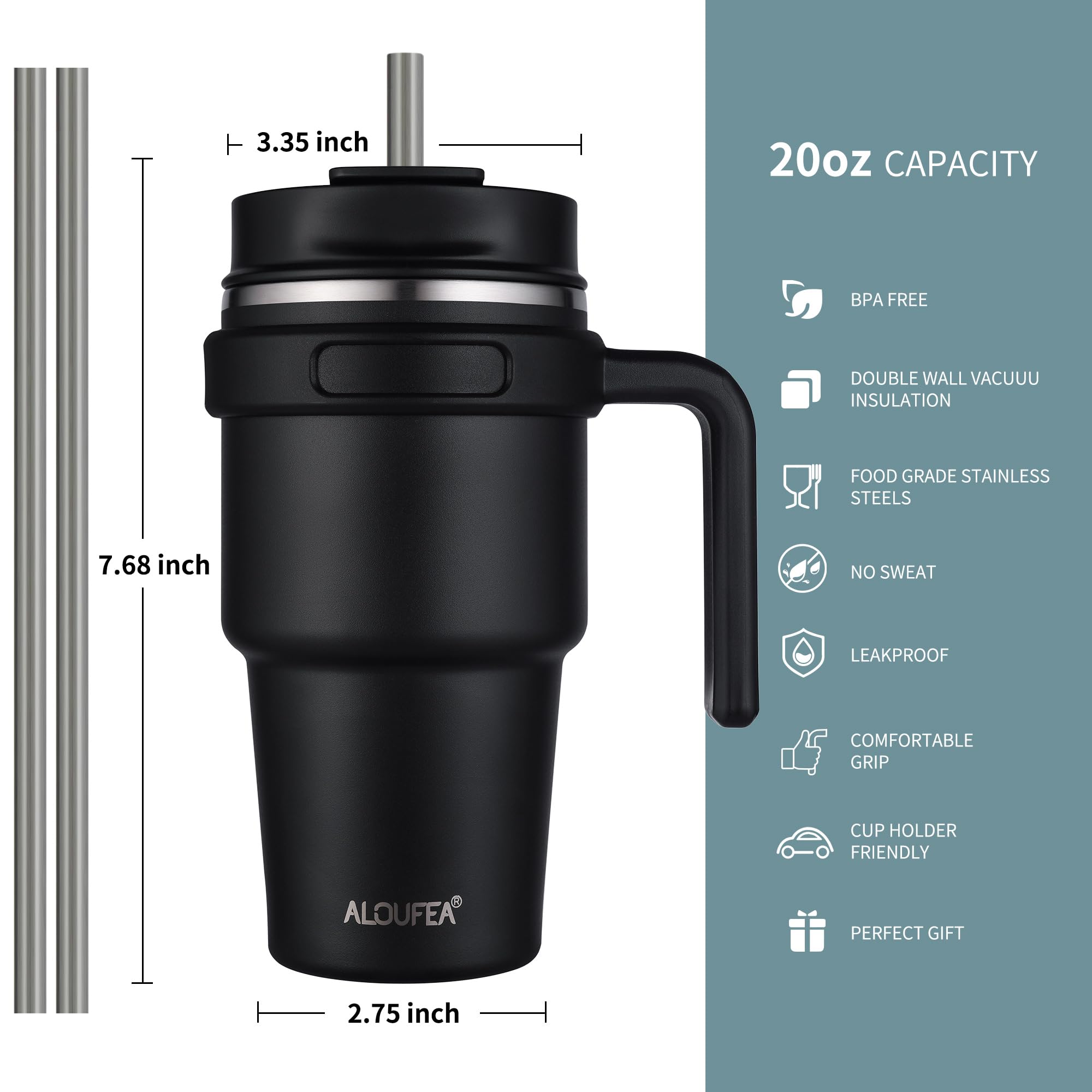 ALOUFEA travel tumbler lid and straw enable versatile sipping for on the move