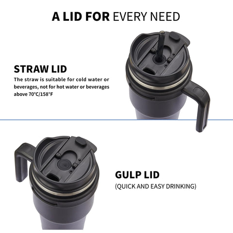 ALOUFEA double-wall vacuum insulation preserves cold or hot beverages longer