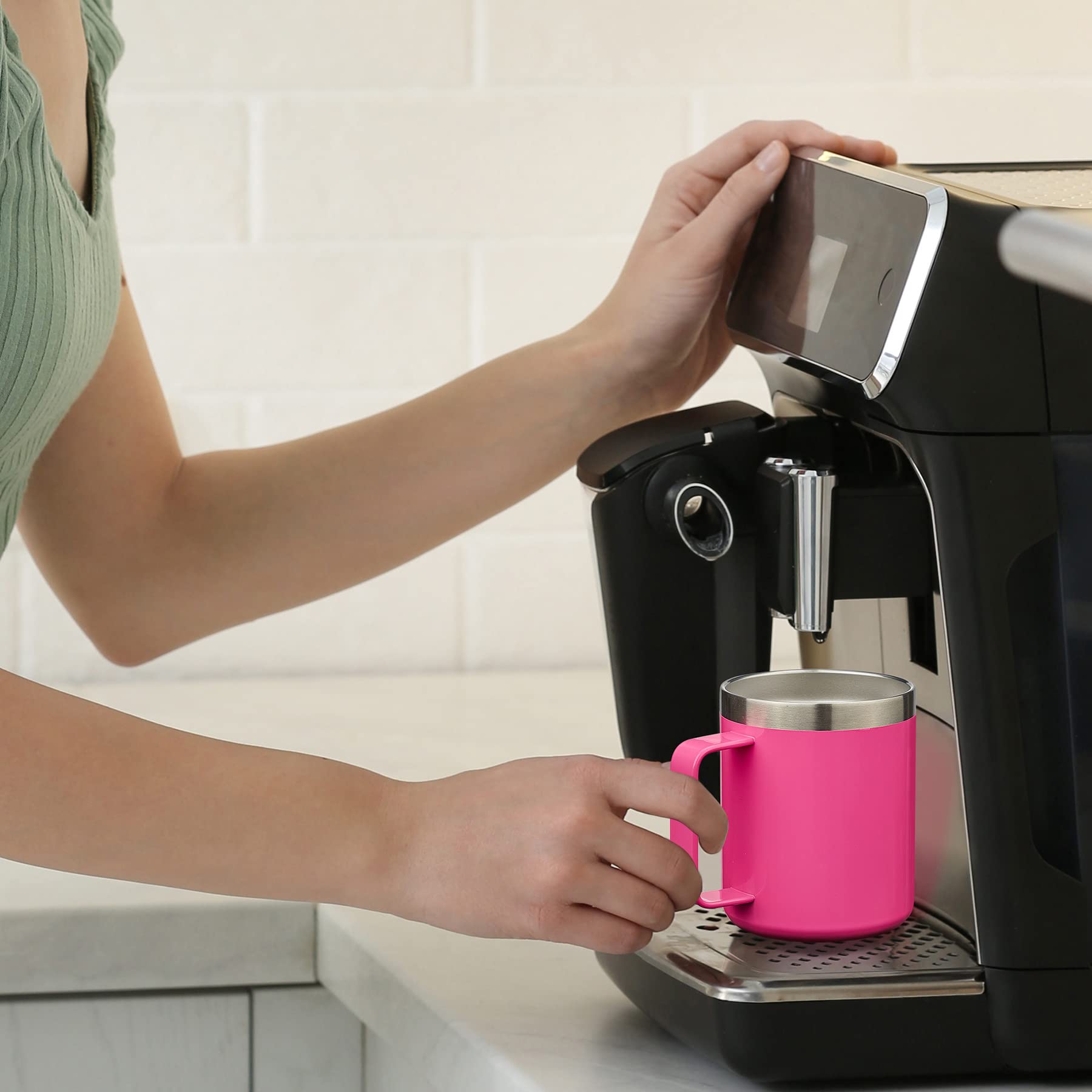 ALOUFEA orange travel mug ideal for daily coffee at home, office, or travel.