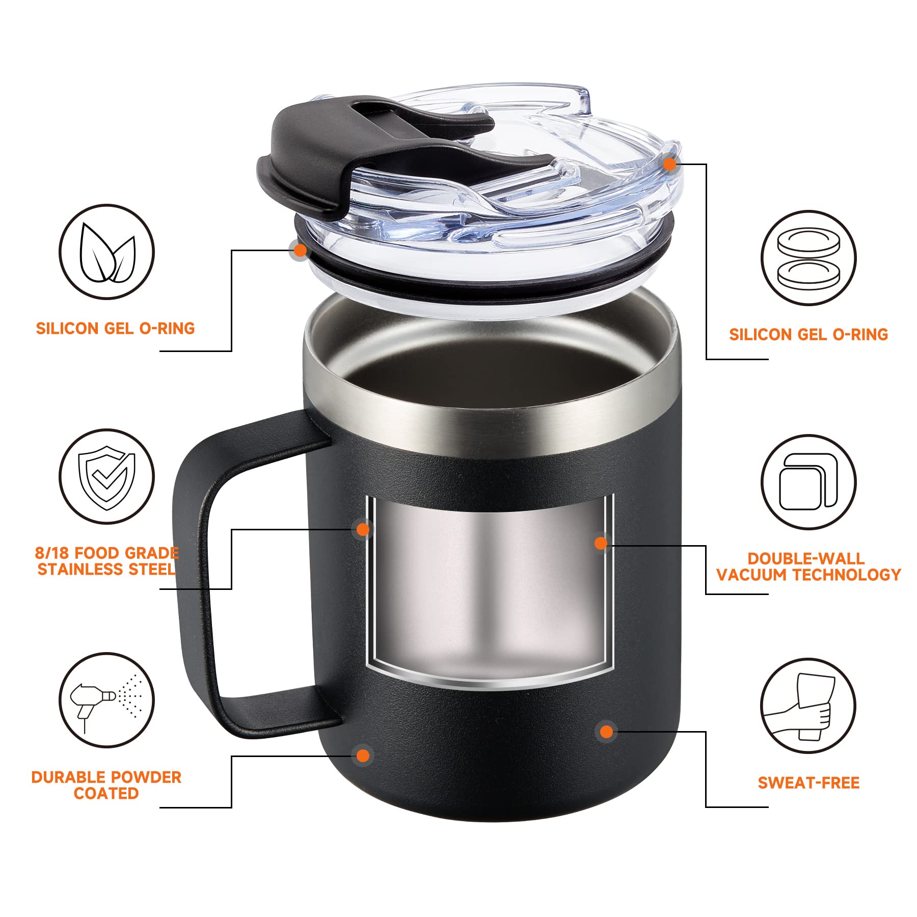 ALOUFEA travel mug with flip lid for splash-free on-the-go use.