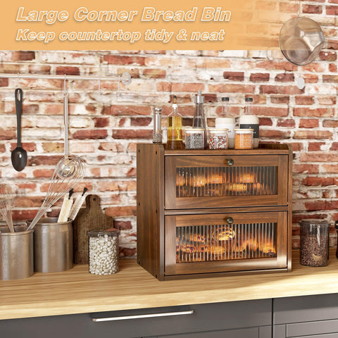 Alpeir kitchen counter scene demonstrates versatile storage for bread, snacks, or coffee essentials