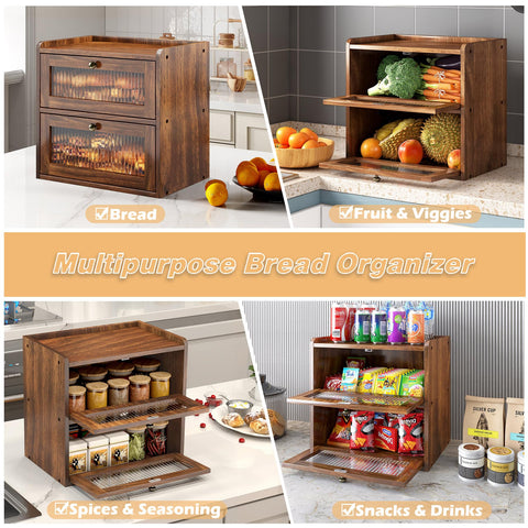 Alpeir bread box magnetic door enables quick, one-handed access