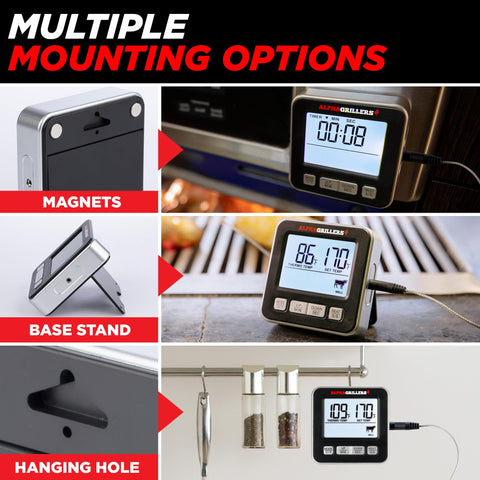 Alpha Grillers high-heat probe withstands up to 536°F for hot cooking.