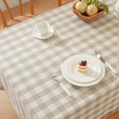 Alsoo beige-white colorway tablecloth enhances any dining decor