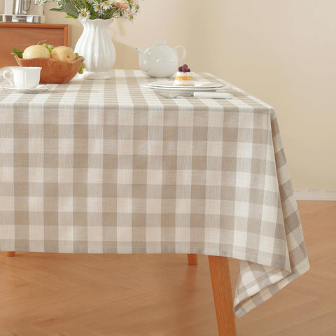 Alsoo checkered tablecloth beige and white buffalo plaid for versatile dining setups