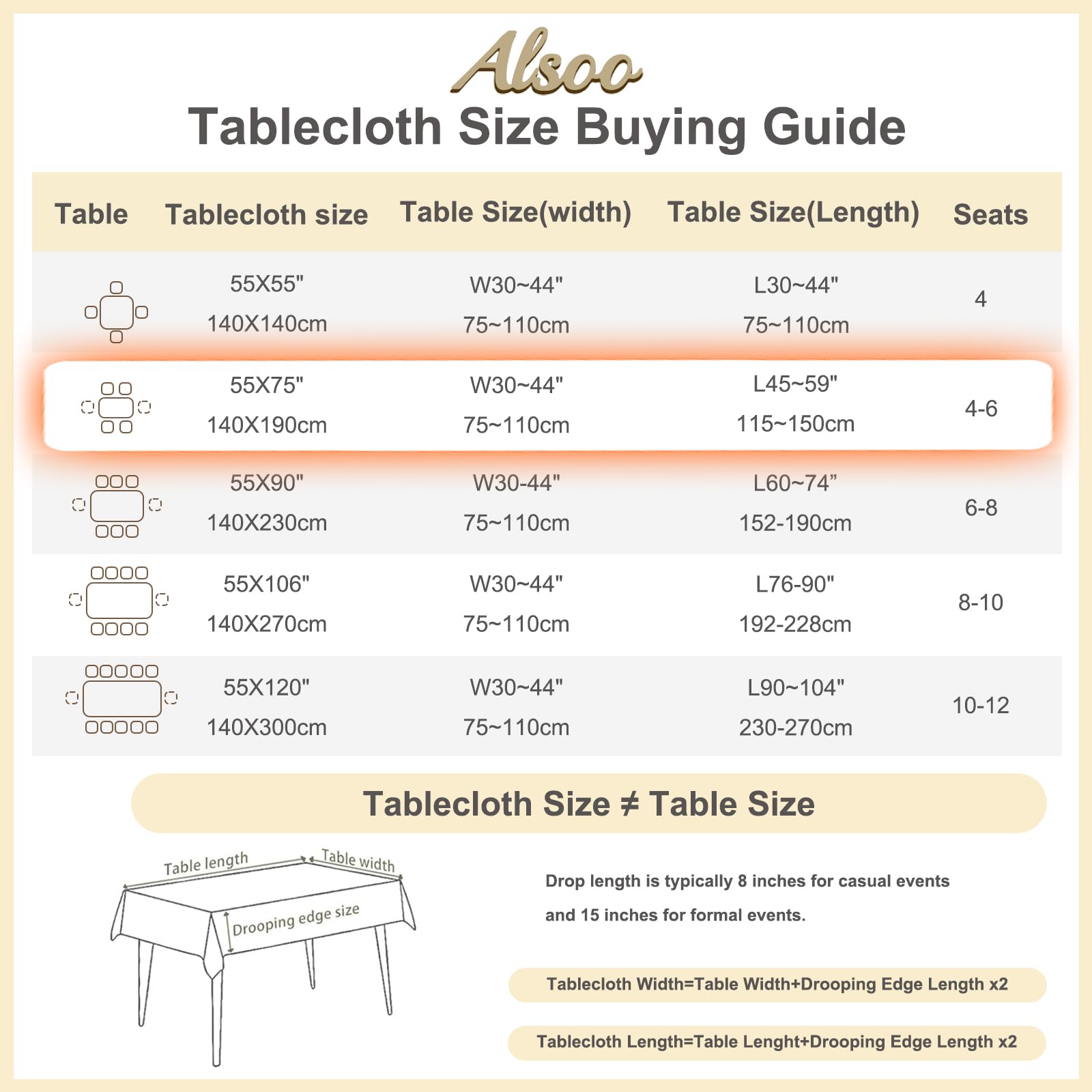 Alsoo Checkered Tablecloth gingham pattern in beige and cream enhances dining ambiance.