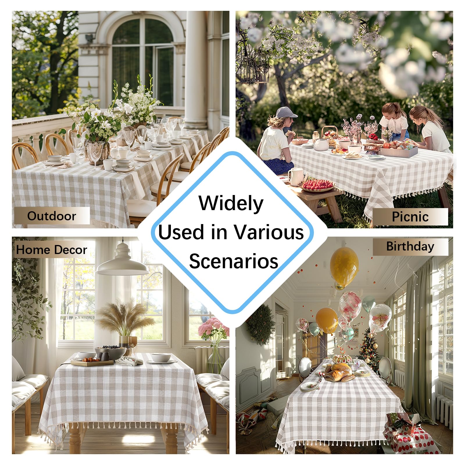 Alsoo Checkered Tablecloth suitable for indoor and outdoor gatherings.