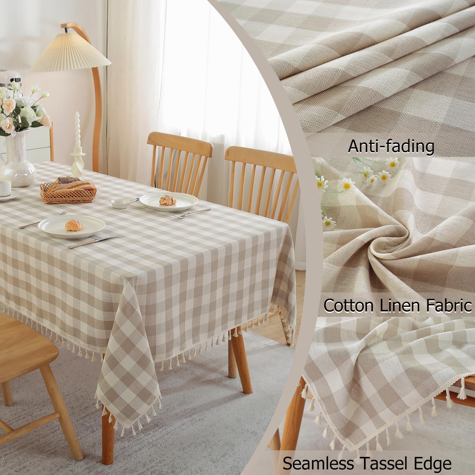 Alsoo Checkered Tablecloth machine washable for easy care.