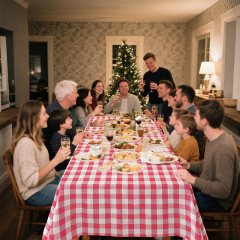 Gift-ready Alsoo Gingham tablecloth idea for holidays and gatherings