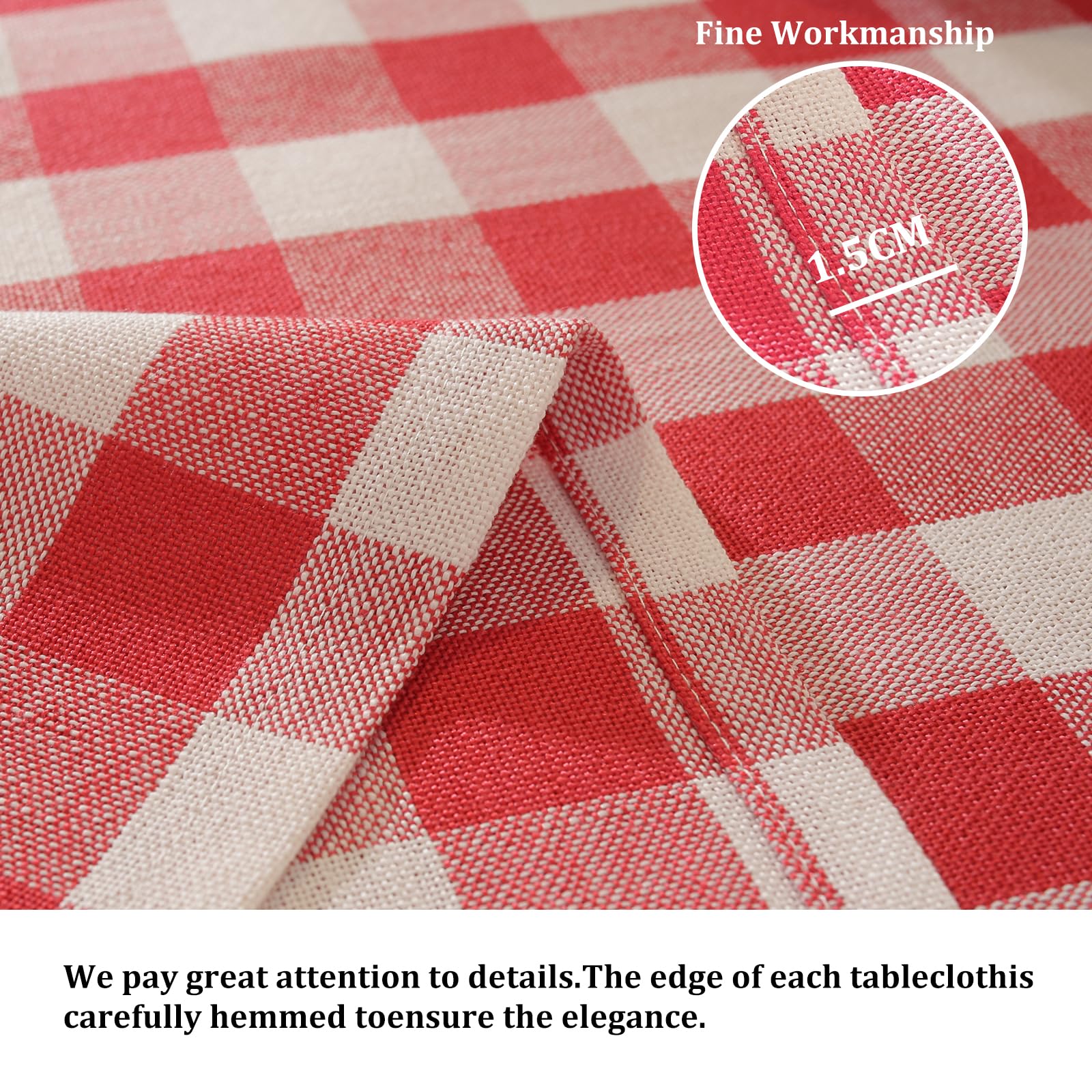 Indoor dining scene with red-white plaid cloth suitable for everyday meals