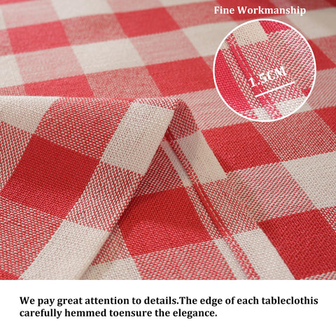Indoor dining scene with red-white plaid cloth suitable for everyday meals