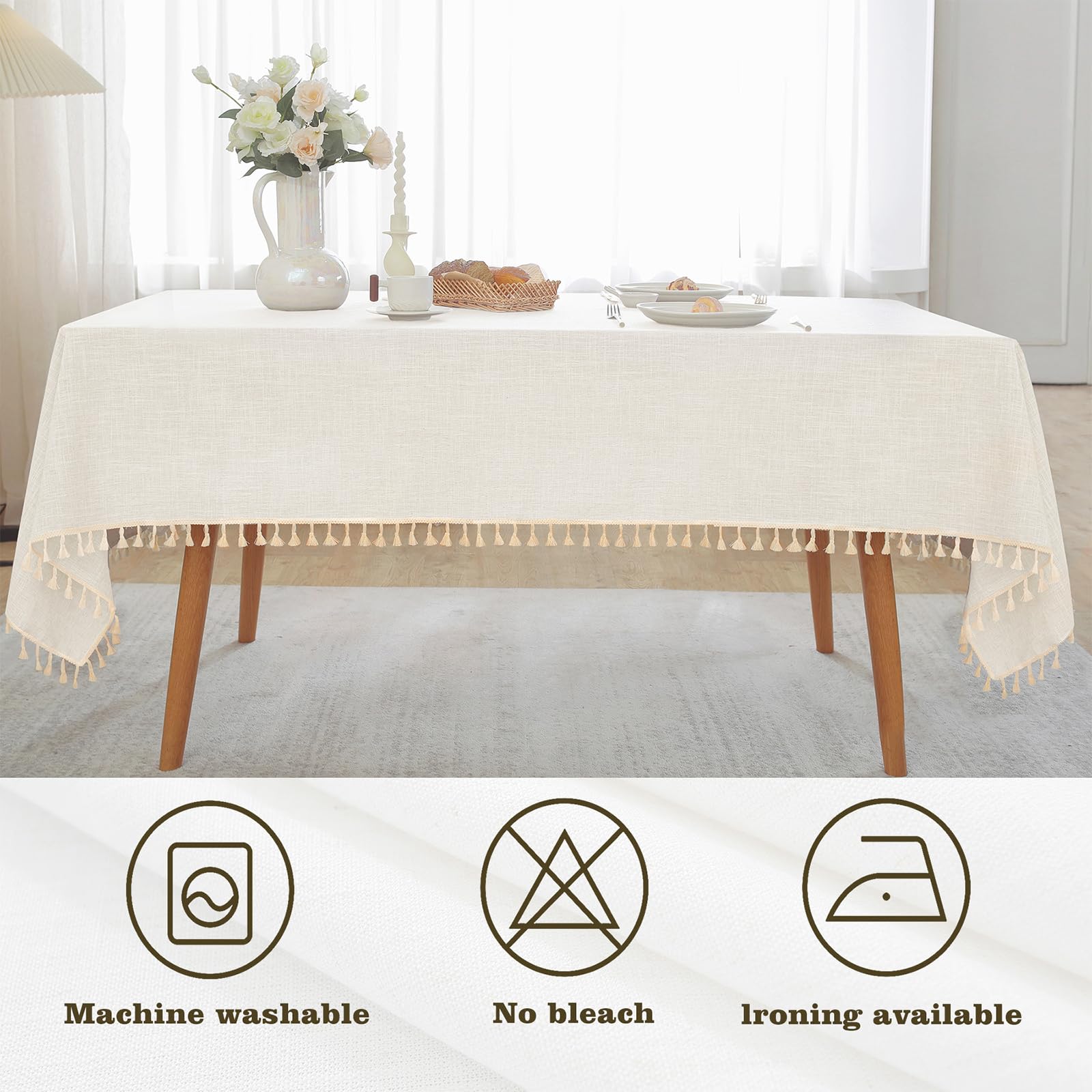 Alsoo ivory tablecloth on outdoor patio setup for a versatile occasion