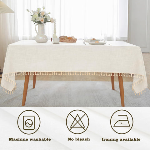 Alsoo ivory tablecloth on outdoor patio setup for a versatile occasion