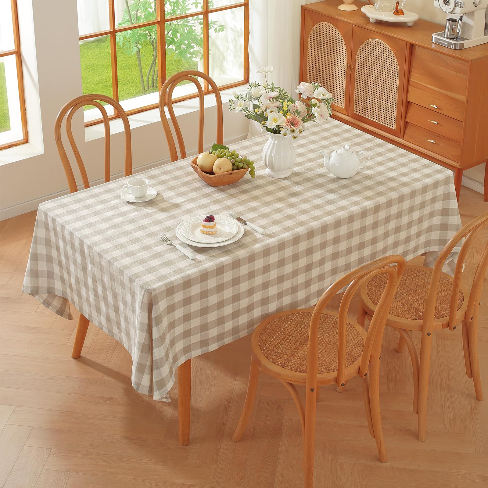 Alsoo rectangle tablecloth sizing guidance displayed for a longer drop
