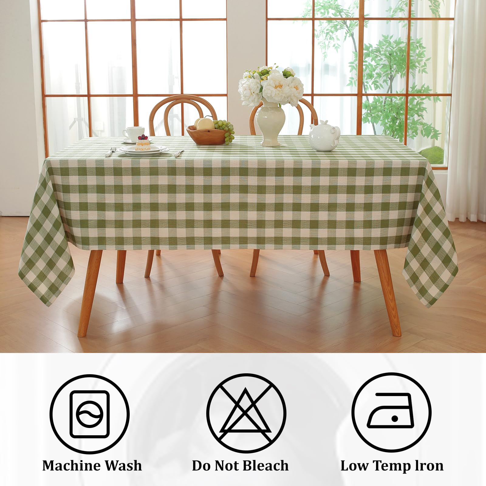 Alsoo tablecloth machine washable for easy care and quick cleaning.