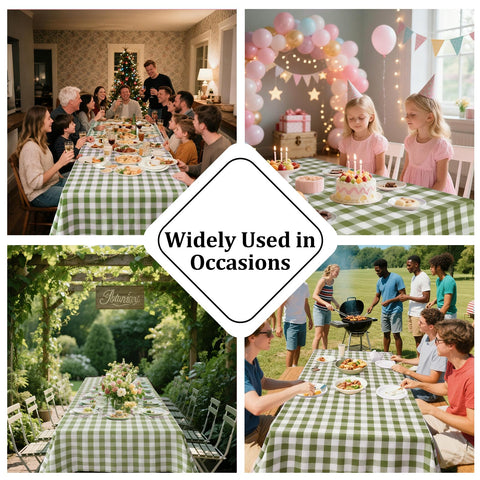 Alsoo gingham tablecloth with soft drape for cozy gatherings.
