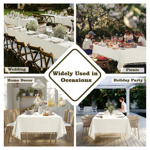 Alsoo ivory rectangle tablecloth suitable for weddings, brunches, and hotels