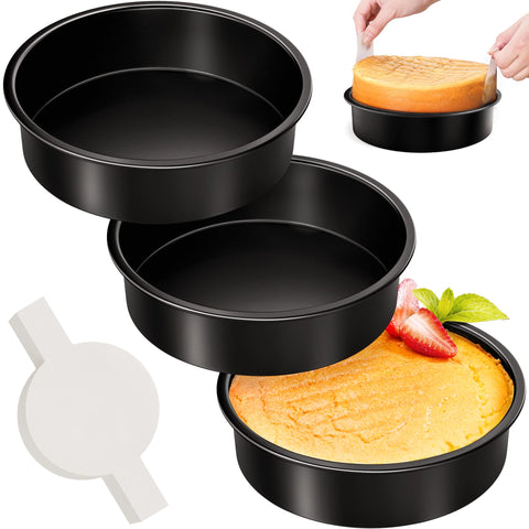 AltarreT 8-inch round cake pan set top view showing uniform edges and smooth interior.
