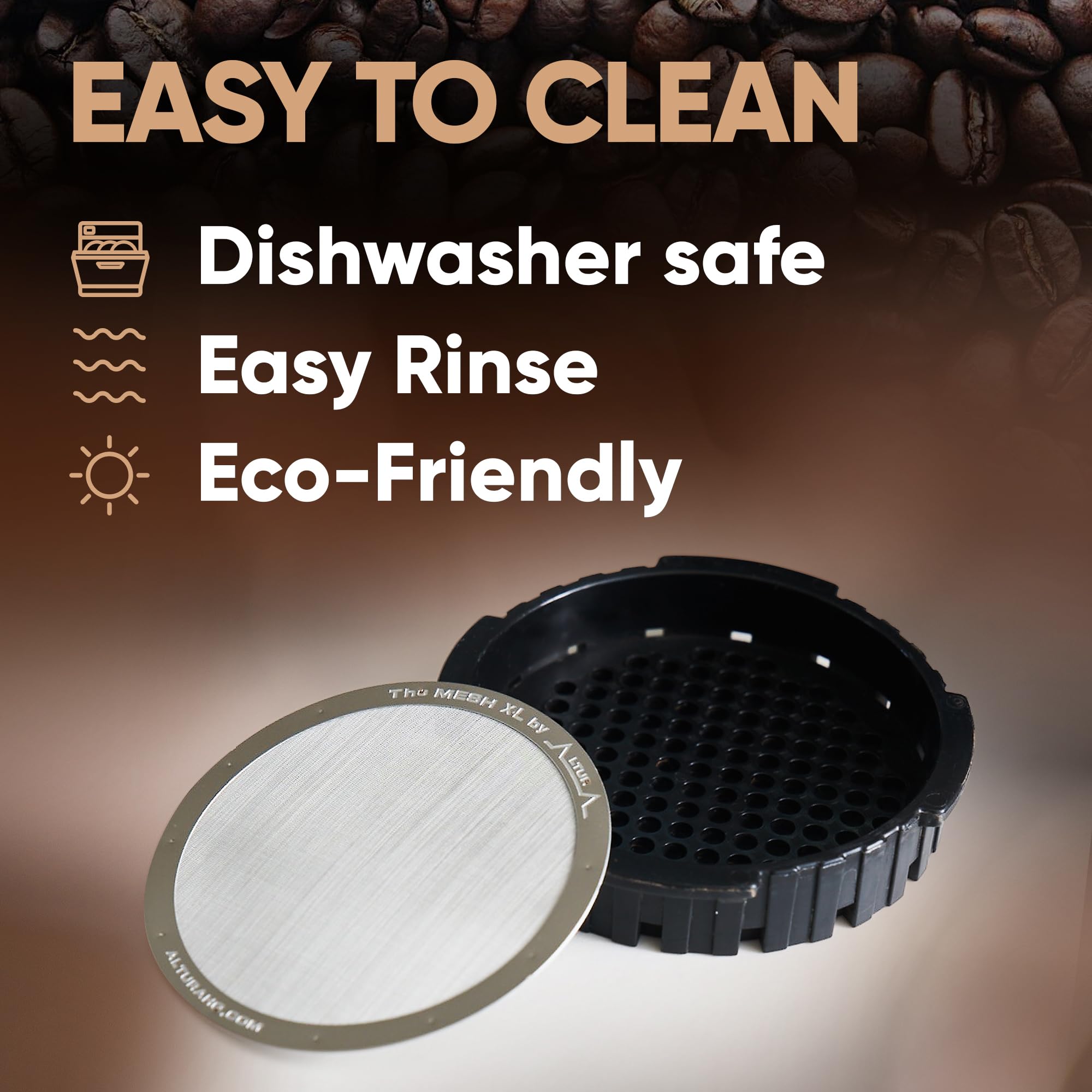 Altura MESH XL filter close-up highlighting durable stainless steel