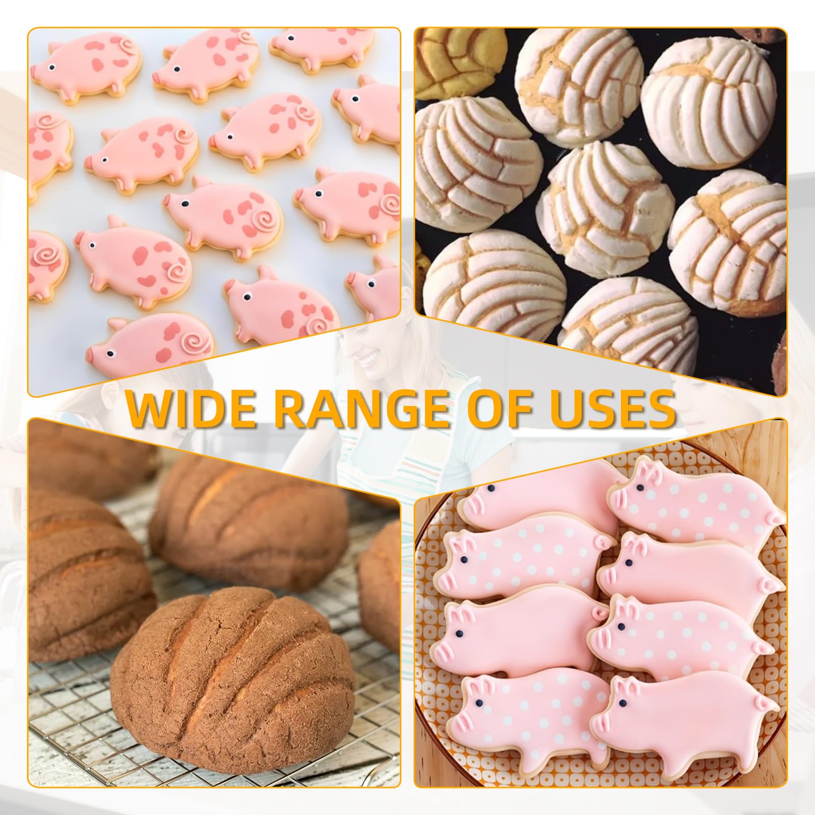 Alunduto pig-shaped cutouts suit cakes, muffins, and fruit bites.