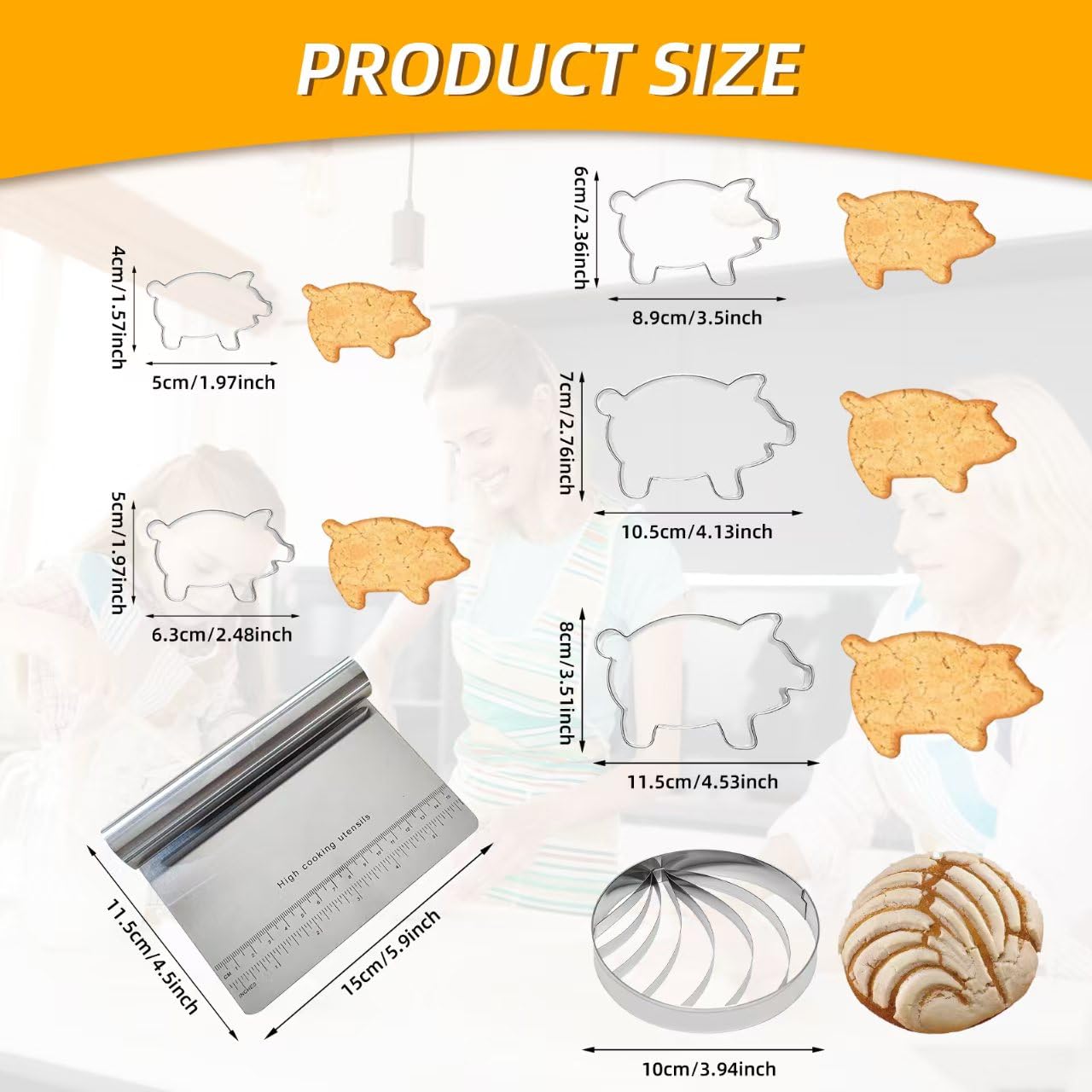 Alunduto pig-shaped cookie cutters in stainless steel resist rust and wear.