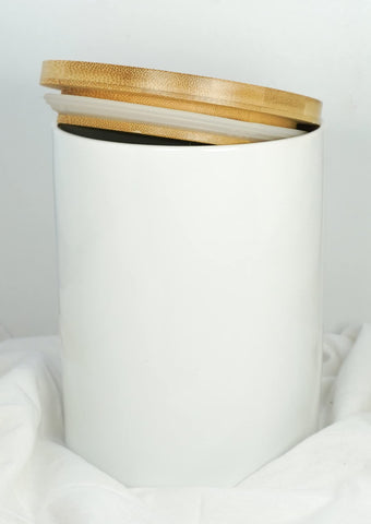 ALYC airtight storage canister on the counter keeps dry ingredients ready.
