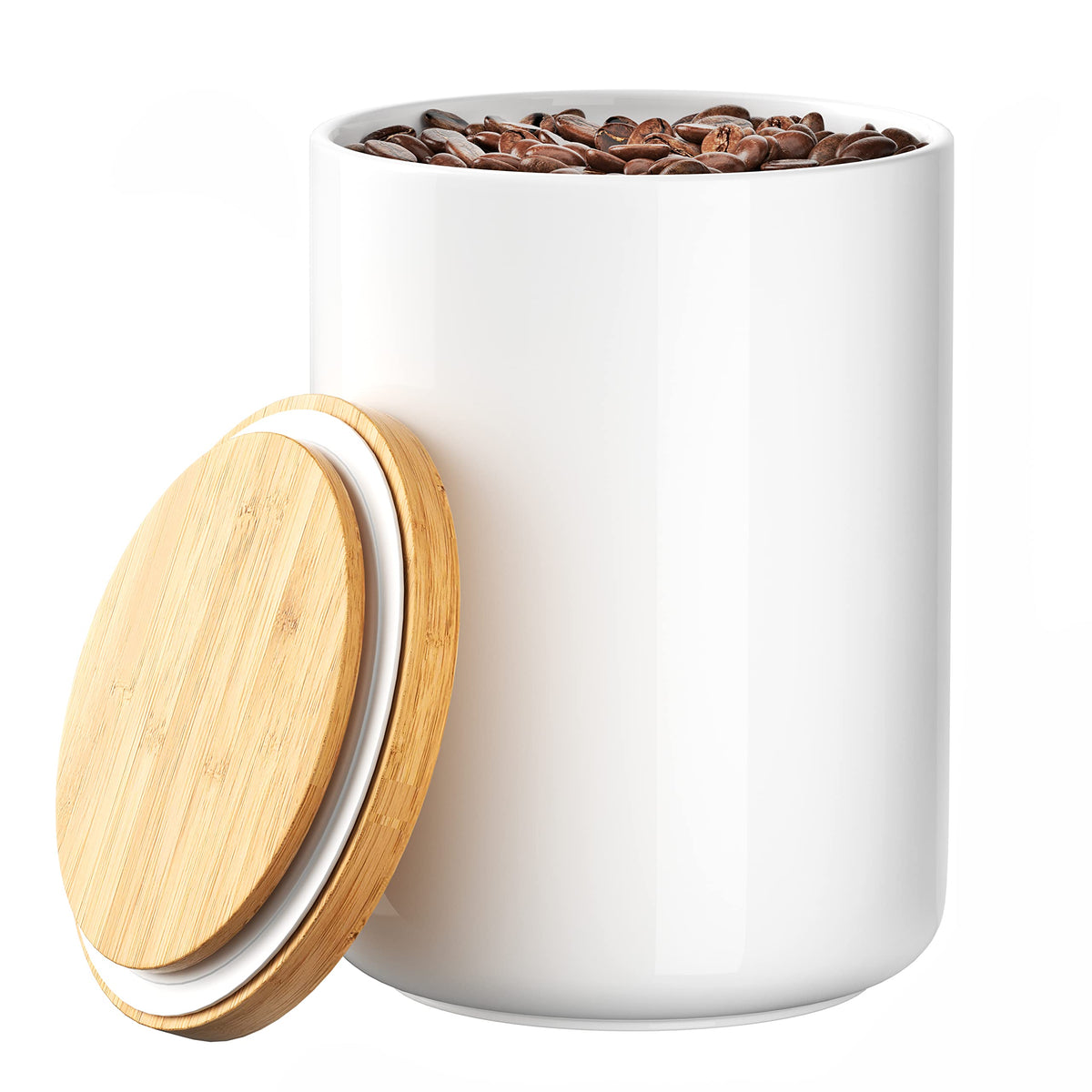 ALYC white ceramic 1050ml jar for easy pantry storage.