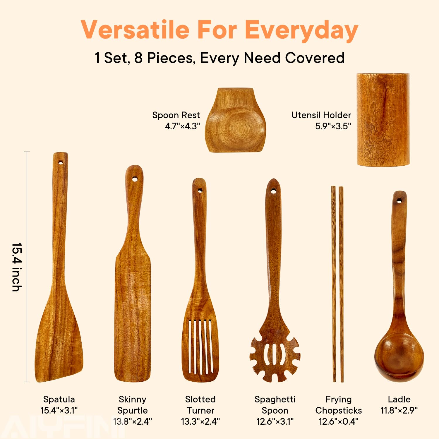 Alyfini glue-free wooden utensils holder keeping tools organized