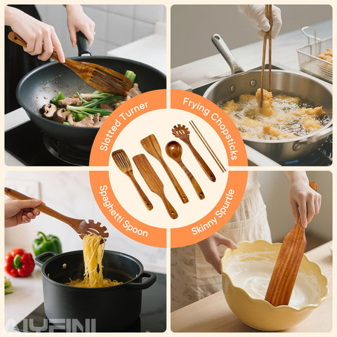 Alyfini wooden spatula and ladle set ready for soups and pasta