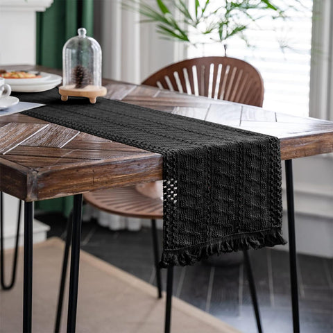 Alynsehom macrame table runner knit weave shows soft cotton texture