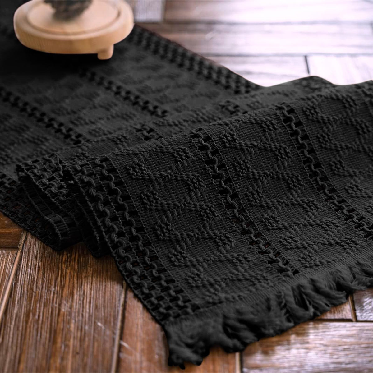 Alynsehom macrame table runner pure black adds minimalist boho charm to dining