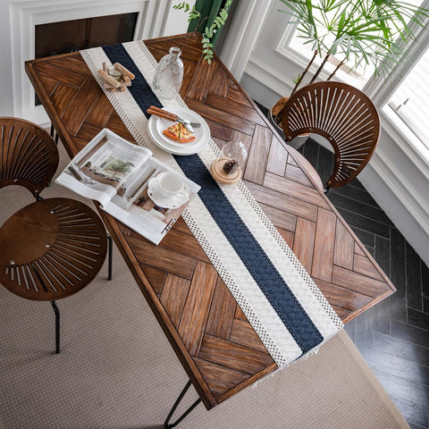 Alynsehom rustic farmhouse runner in cream, complements wood tones and natural textures.