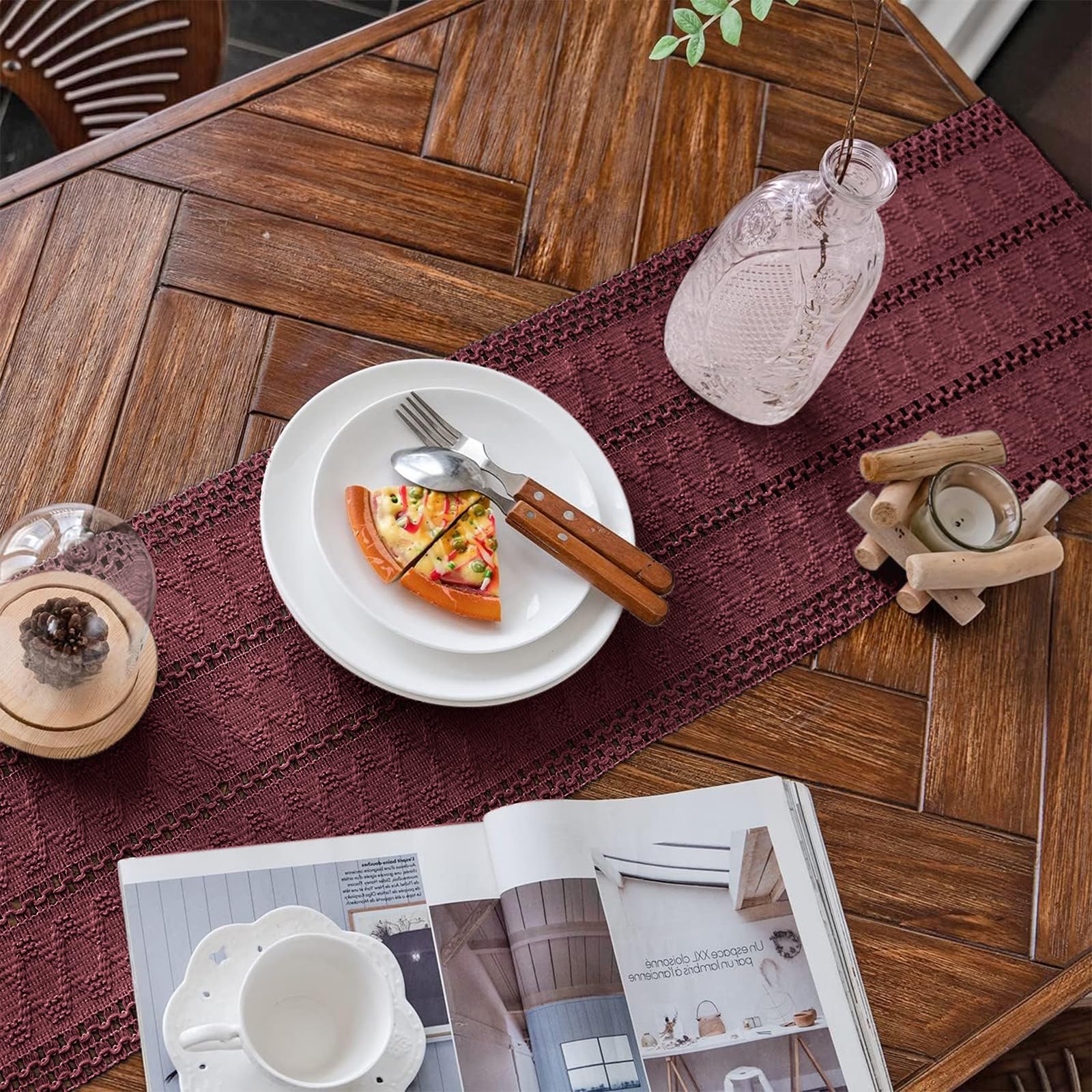 Alynsehom tassel-detail macrame table runner adds boho charm to your table.